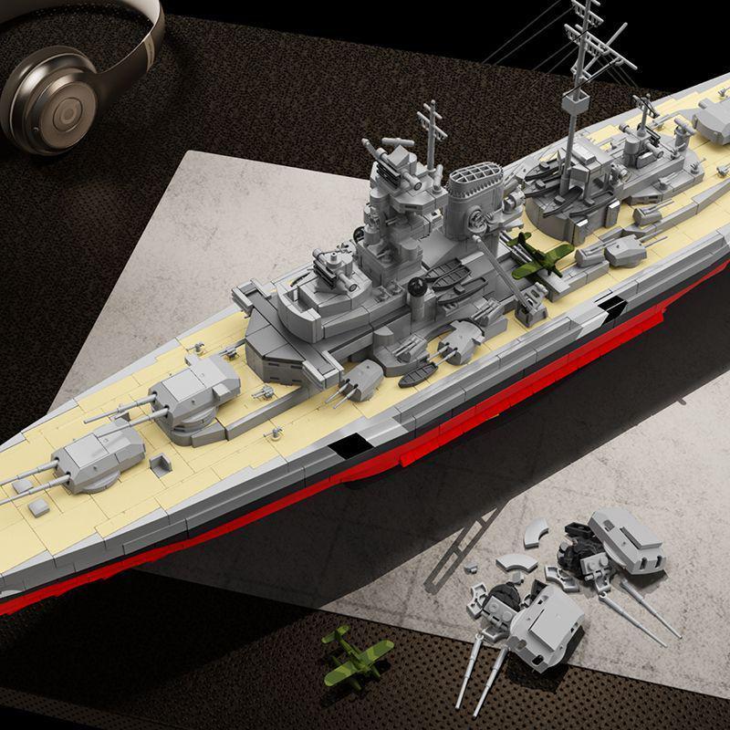 Compatible Bismarck Battleship Model Blocks - Military Assembly Toy for Boys