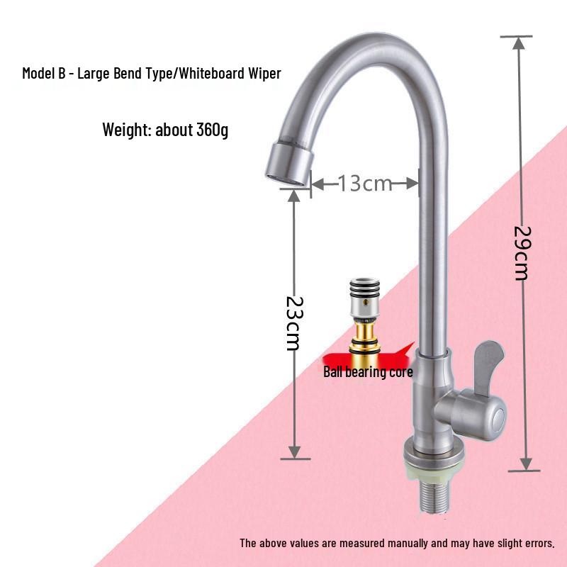 Vertical Stainless Steel Single Cold Kitchen Faucet for Wash Basin