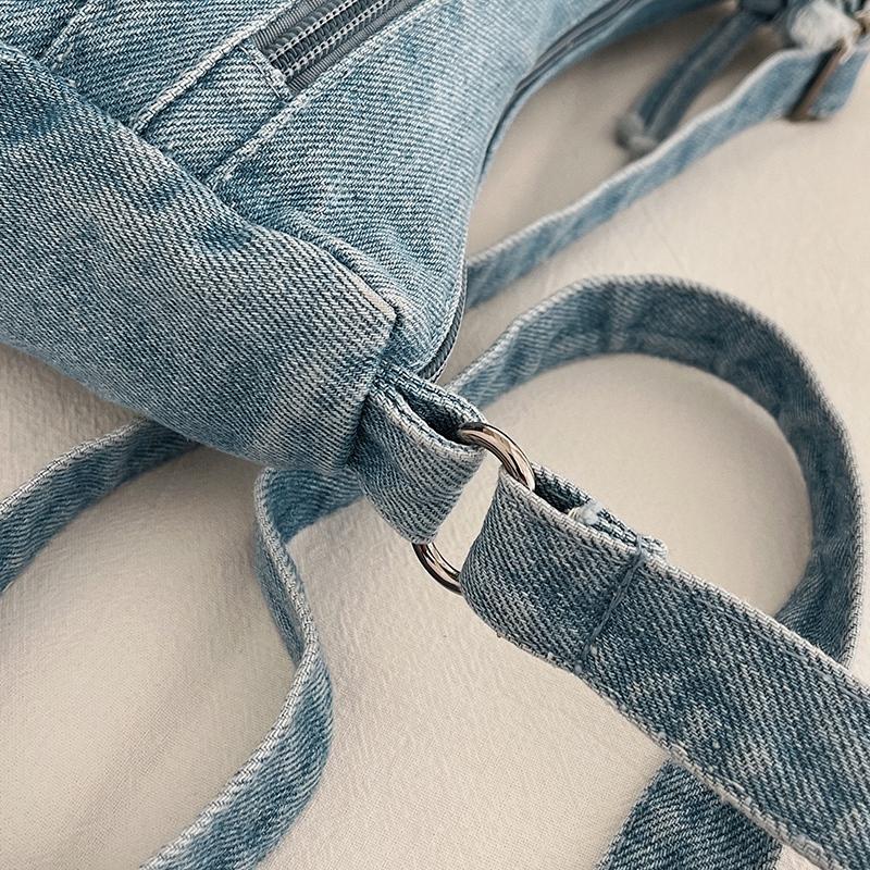 Vintage Denim Crossbody Bag Women's Multi-Pocket Single Shoulder Small Square Bag