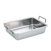 304 Stainless Steel Korean Style Square Snack Plate with Handles - Golden Fried Chicken, French Fries, Cold Dishes, or Desserts