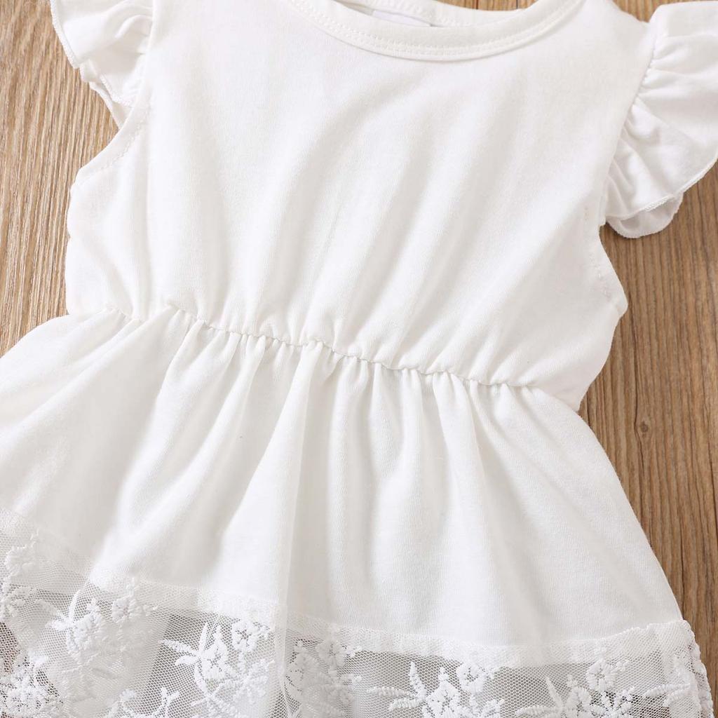 Baby Mädchen Bekleidungsset 0-2 Jahre Kurzarm Oberteile und Shorts Kleinkind Mädchen Spitze Patchwork Outfit Frühling Sommer Tägliche Kleidung für 0-24M
