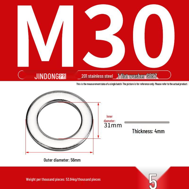 Stainless Steel 304/201/316 Oversized Thick Flat Washer Gasket Screw Washer GB97/GB96