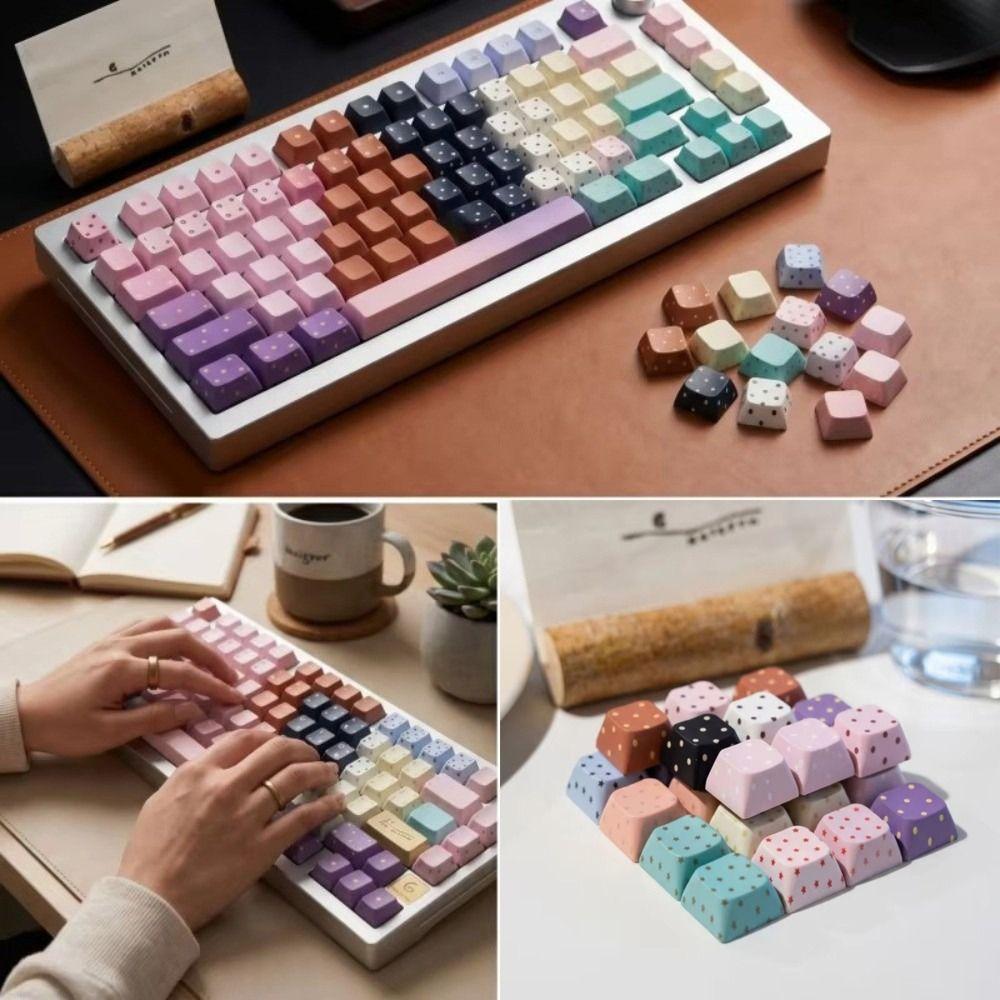5 Pcs Novelty Design Polka Dot Keycaps Handmade Craft Switch Tester Keychain Keyboard DIY