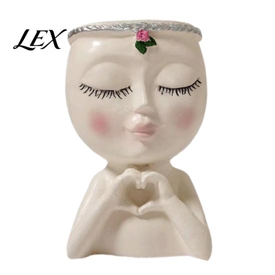Artistic Sculpture Flower Pot Face Planter Pot, Cute Resin Head Vase for Succulents Flowers, Decorative Unique Home Office Ornaments Indoor
