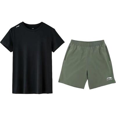 Simple Quick-Dry Breathable Versatile Round Neck Short Sleeve Comfortable Five-Point Pants Casual Sports Suit ATSV597-2+YKSV147-1
