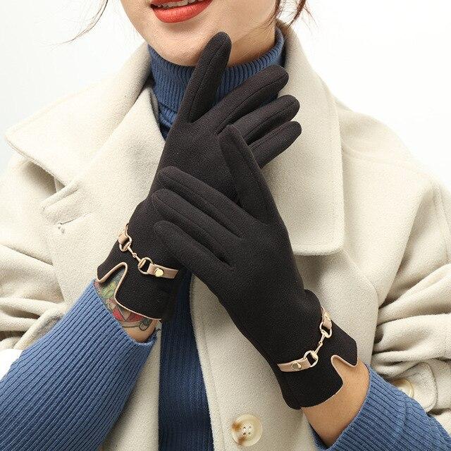 Fashion Lady Gloves Mittens Women Winter Vintage Driving Cycling Gloves Outdoor Keep Warm Windproof Gloves