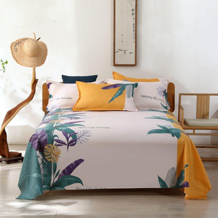 Simple Printed Simple Bed Sheet Single Piece Dormitory Pure Polyester Washed Cotton Single Double Bed Sheet