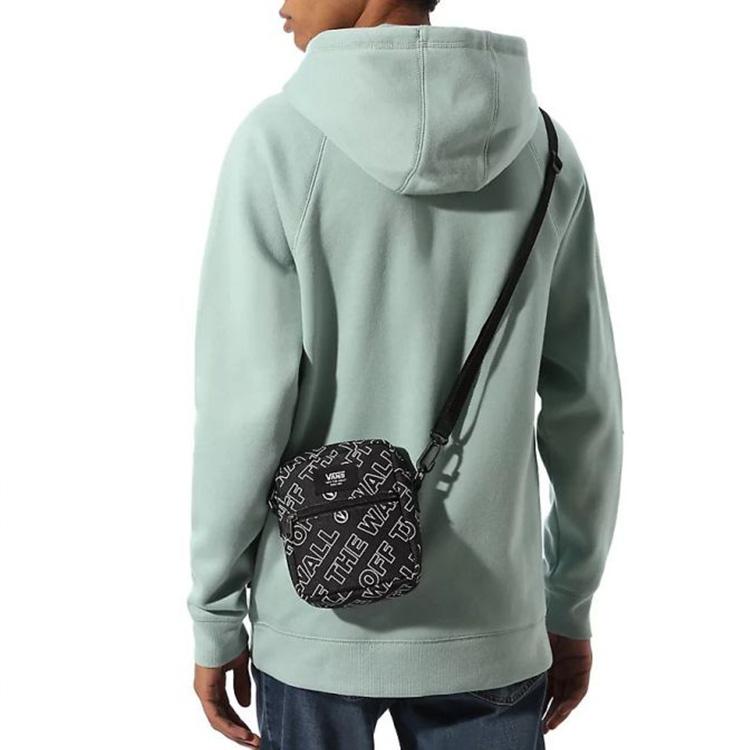 Vans Letter Print Adjustable Shoulder Strap Zipper Closure Polyester Crossbody Bag Unisex Bags Black VN0A3I5SZXH1