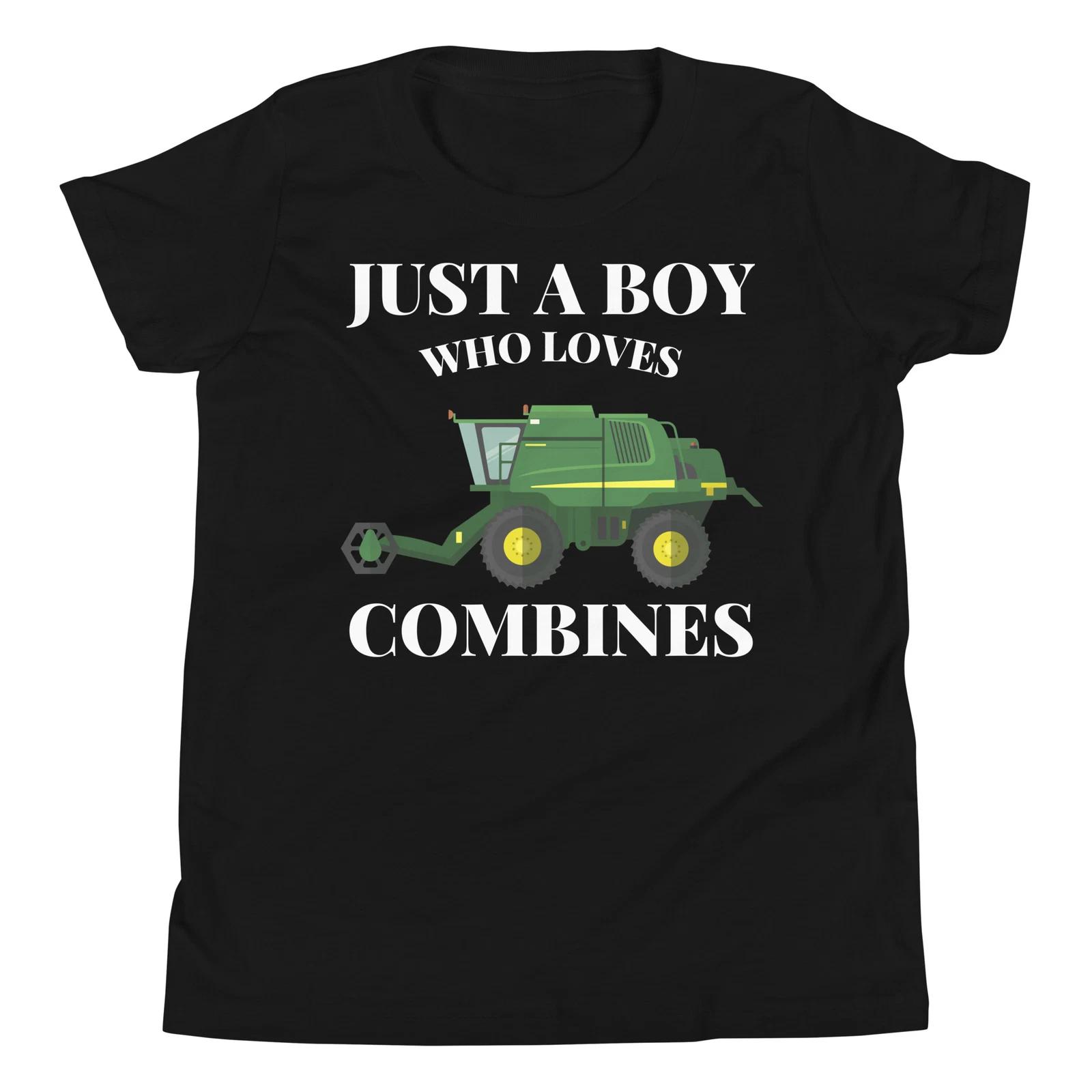 Just A Boy Who Loves Combines Farming Vehicle Lover T-Shirt 100