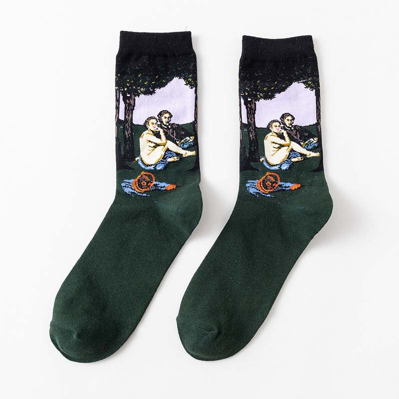 Cotton Socks Men Starry Night Winter Retro Women Personality Art Van Gogh Socks Oil Painting Socks Funny Happy Socks Male Socken