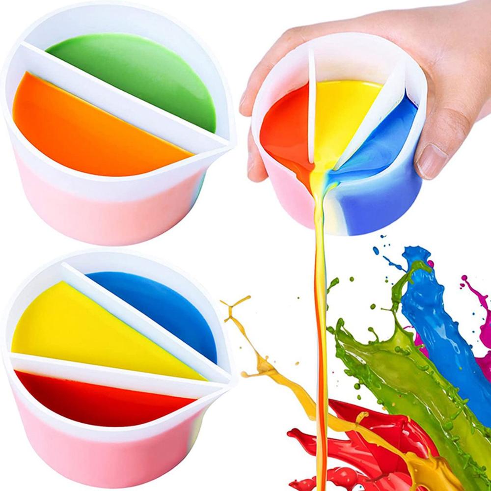 Mit Trennwänden Acrylharz Silikon Paint Pouring Becher geteilte Becher Fluid Pour Zubehör Tonwerkzeuge