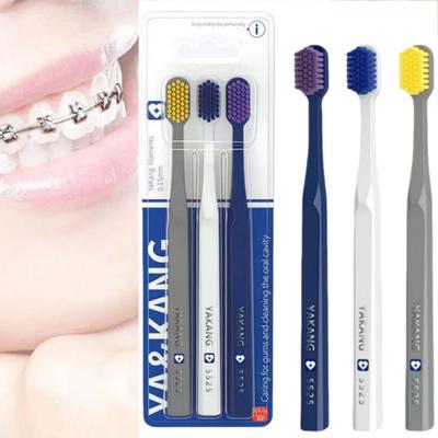 3Pcs Wide Head Toothbrush Set Deep Cleaning Orthodontic Toothbrush Anti-Slip Handle Oral Hygiene Kit Ideal For Family Use Travel