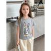 27home Kids K-style Summer New Children's Clothing Girl Tops Children Cartoon Rabbit Pure Cotton Short Sleeve T-Shirt
