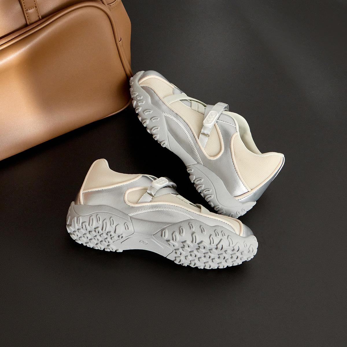 

Small inner height increase platform sports Mary Jane shoes women s 2025 new color matching breathable mesh German training shoes women 40