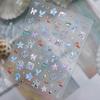 5D Starfish Fish Tail Small Fish Blue Bow Shell Silver Glitter Star Nail Art Stickers Ocean Fantasy Nail Decals Manicure