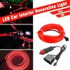 Red 2M LED Car Interior Decor Atmosphere Wire Strip Light Lamp Car Accessories