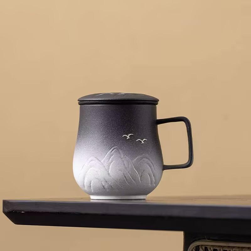 Thousand Miles Of Jiangshan Tea Separation Tea Cup Personal Special Office Cup With Lid Filter Water Cup Relief Cup
