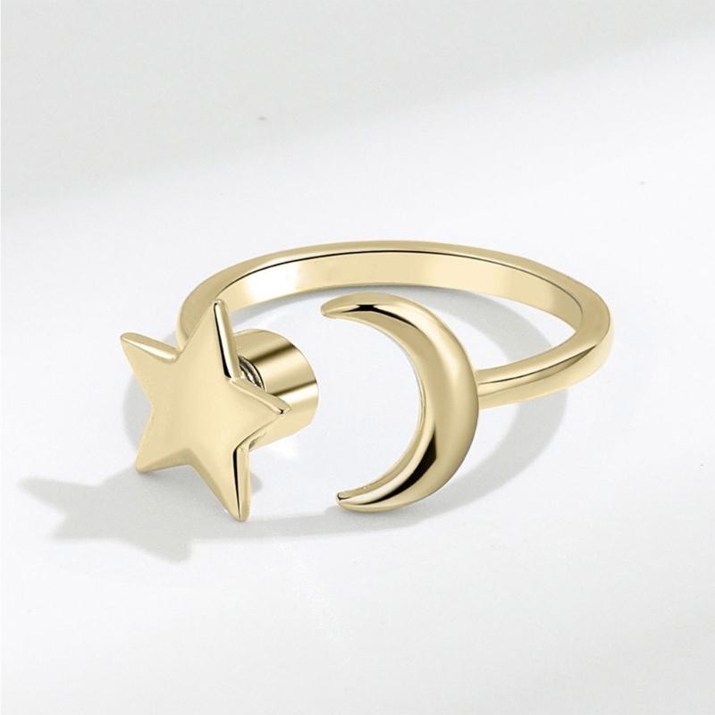 Gold Silver Ring Anti Anxiety Fidget Ring Anxiety Ring Star Moon Spinning Stress Relief Ring Spinner Meditation Ring