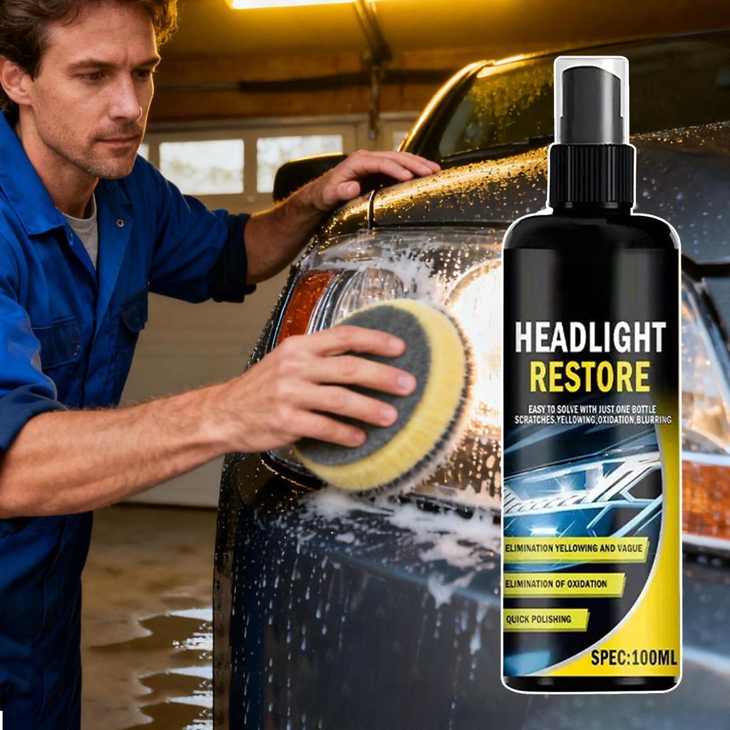 Headlights Restoration Kit Polishing Coating Cleaner Protection 100ml Car Light Cleaner Headlight Kit For Glass Lenses Detailing