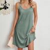 Moda Donna Estate Primavera Stampa Tinta Unita Senza Maniche Scollo a U Vita Ampia Abiti Casual