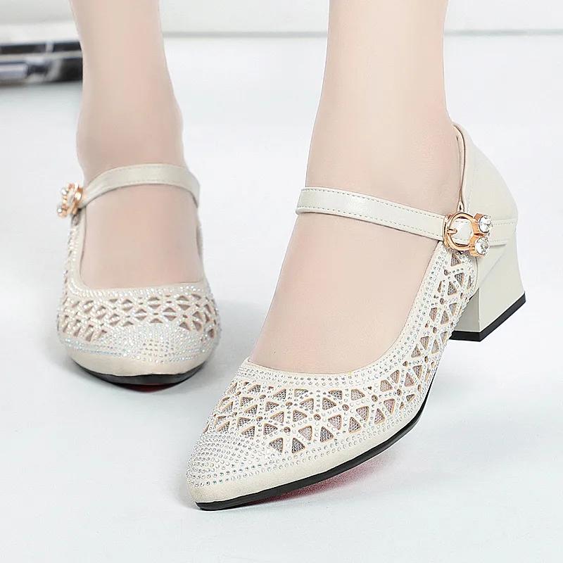 women classic high quality grey mesh breathable buckle strap wedge heel shoes lady black comfort heel shoes ab639