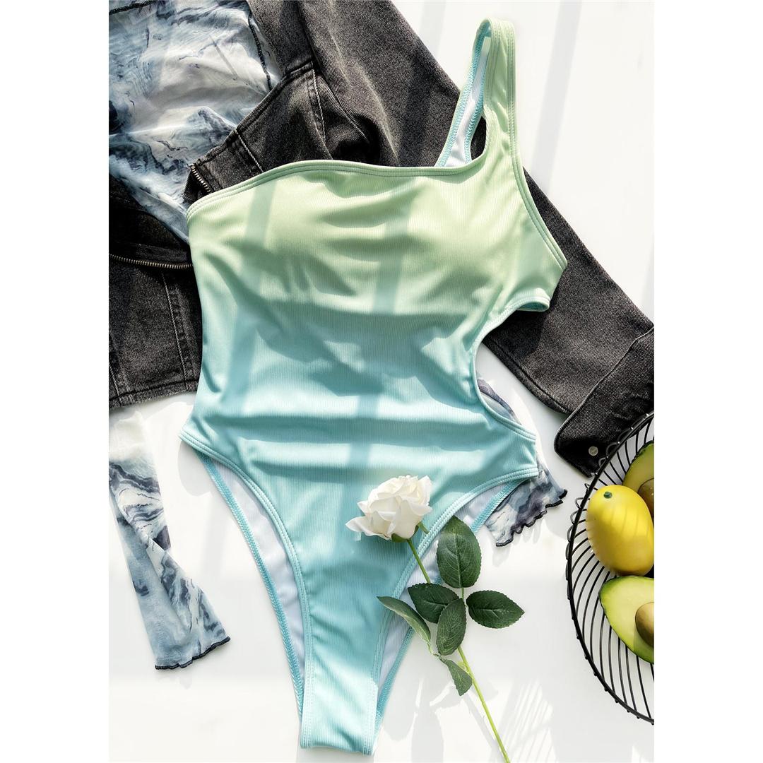 

Асимметричный красочный женский купальник с вырезом на одно плечо, цельный купальник, женский купальный костюм с высоким вырезом, купальный костюм для женщин L