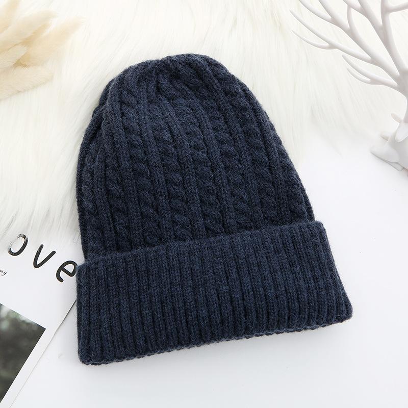 Winter Solid Color Knitted Warm Hat Knitted Women's Hat