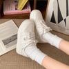 Platform White Shoes Women's Spring 2025 New Foreign Style Versatile College Style Lace-up Casual Fashion Sports Board Shoes