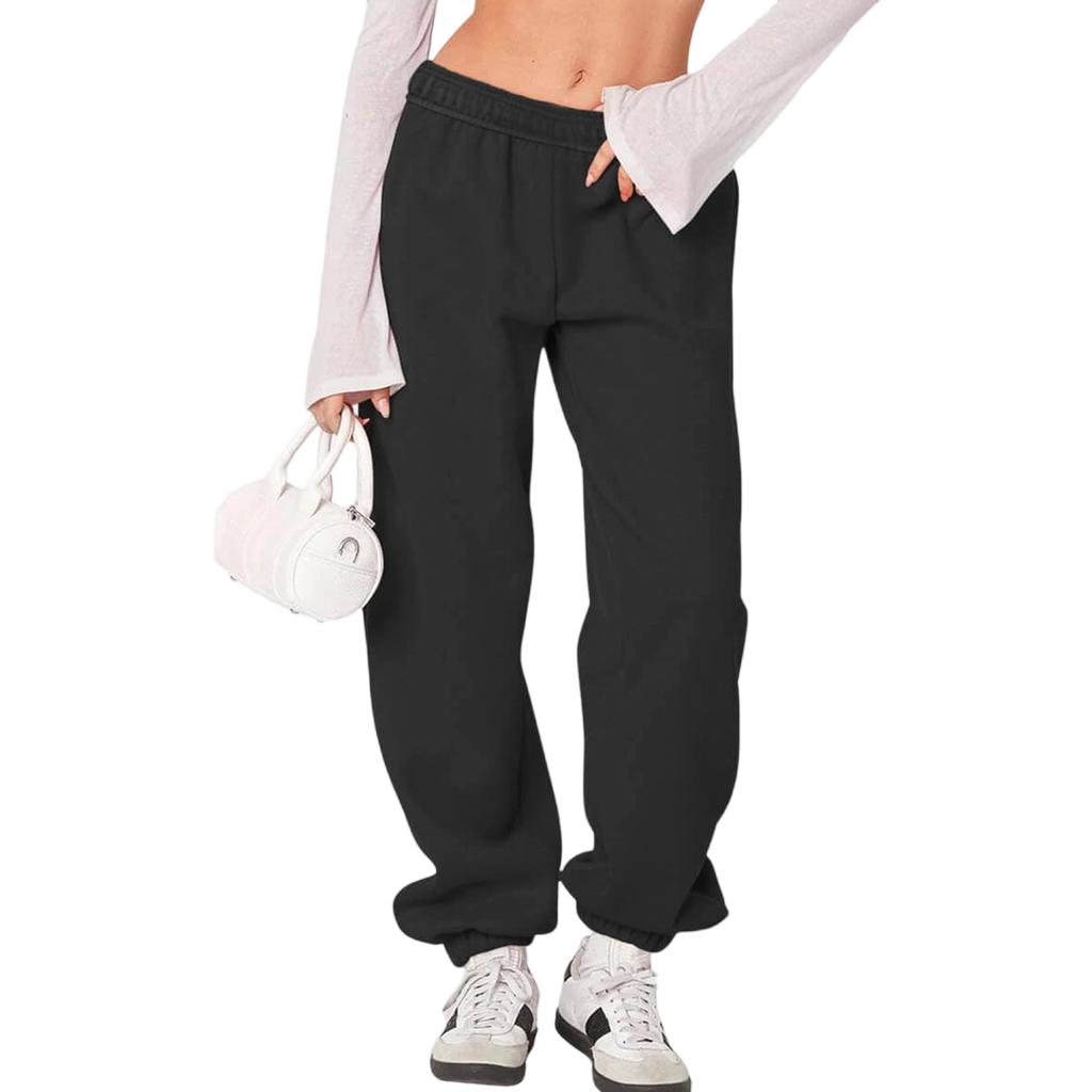 Women's Fleece Sweatpants Winter High Waisted Sweat Pants Drawstring Baggy Jogger Pants