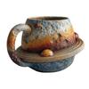 Space-Themed Coffee Cups with Ergonomic Handle Dishwasher Safe Space Embossed Planet Mugs Solar System Planet Mugs