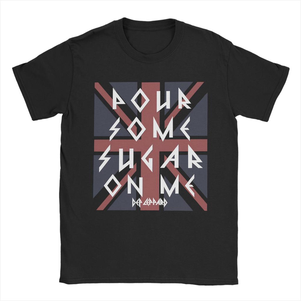 Def Leppard Hysteria TShirt for Men  Casual Pure Cotton Tee Shirt Crewneck Short Sleeve T Shirts Gift Clothing