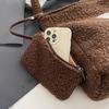 Women's Solid Color Imitation Sherpa Warm Plush Shoulder Bag with Inner Pocket Vintage Crossbody Handbag for Work & Travel KTY