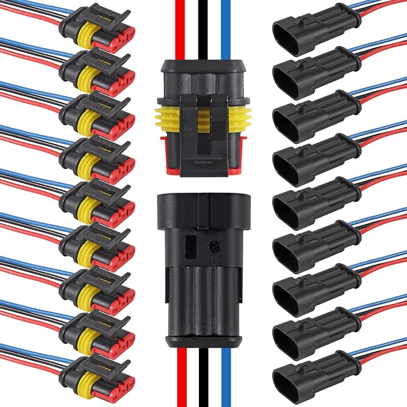10PCS 2 Pin Way Electrical Wire Connector Waterproof Connector 2 Wire Connector 16AWG Male and Female Plug Quick Disconnect Connector for Car Truck