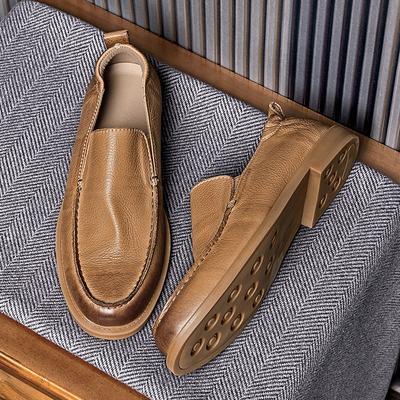 Simple High-End Leather Men'S Shoes Men'S Casual Leather Shoes Trendy Versatile Loafers One-Pedal Cover