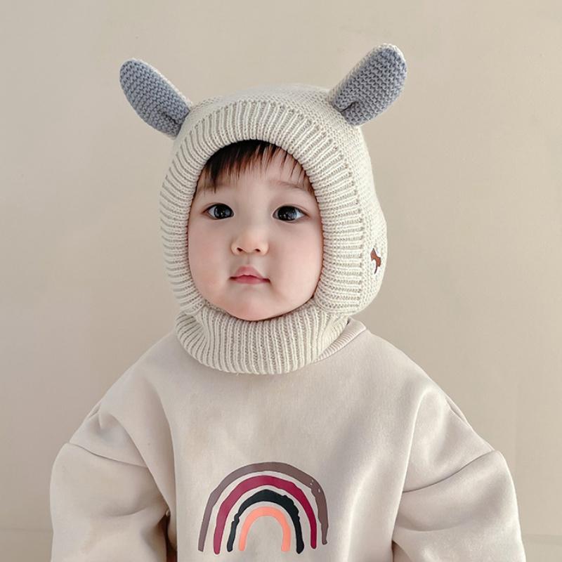 Kinder Strickmütze Winter Plüschmütze Kinder Niedliche Ohrenmütze Baby Ohrenschutzmütze