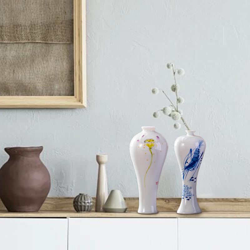 1PC Hand-Painted Small Vase Copperwort Green Dried Flower Arrangement Mini Ceramic Home Soft Furnishings Multi-Style