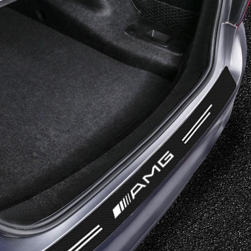 Carbon Fiber Car Trunk Rear Bumper 3D Sticker Guard Plate Protector For Mercedes-Benz AMG C500 C200 C300 A B C E GLA CLA GLK GL ML GLE W204 W205 W211