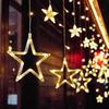 Solar-Powered Star and Moon LED String Lights - Colorful Outdoor Decor for Christmas and Festivals