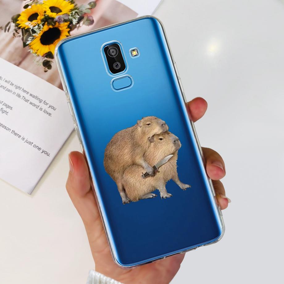 Funda Coque For Samsung Galaxy J8 J810F Cover Case Cartoon Cat Skull Back Shell For Samsung J8 2018 Soft Clear Silicone TPU Capa
