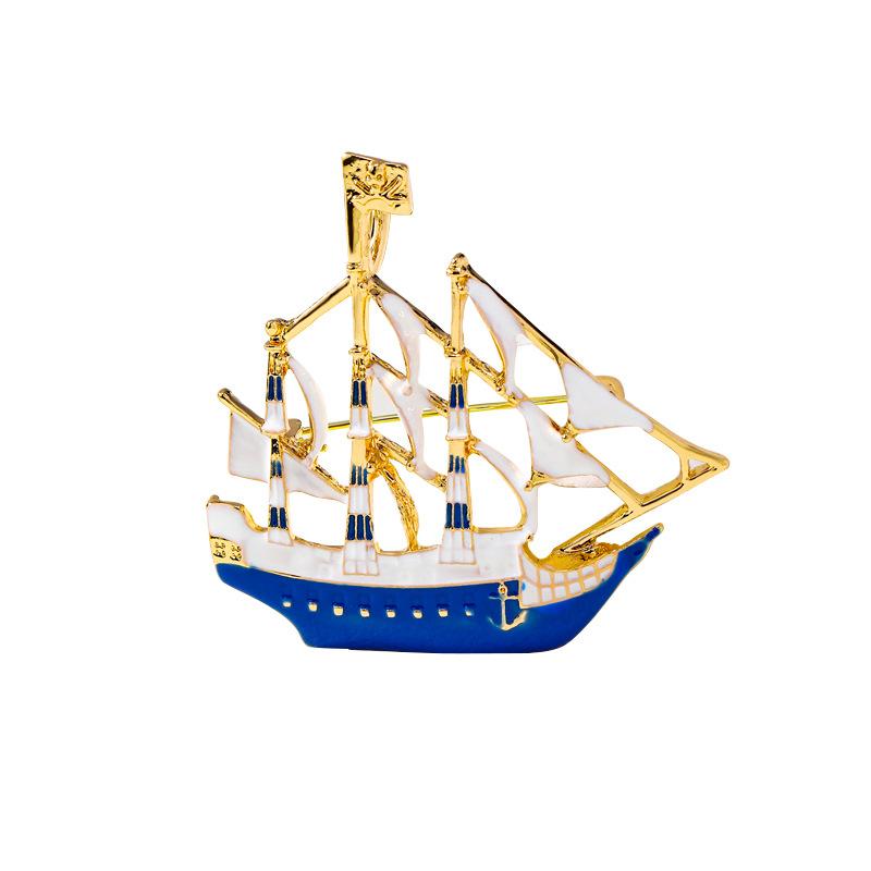 Fashion Dripping Sailboat Ship Enamel Accessory Boat Brooch