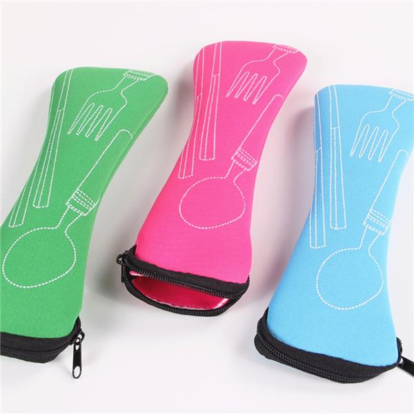 Portable Picnic Fork Spoon Bag Travel Cutlery Bag Packaging Storage Box Tableware