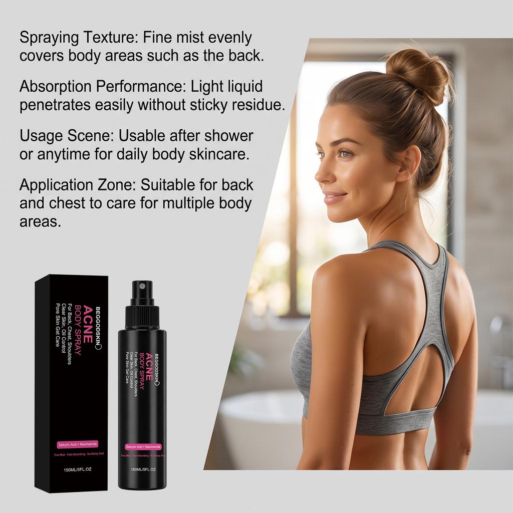Body Skin Care Spray, Mild Formula, Whole Body Skin Care, Moisturizing, Refreshing, Non-sticky, Hydrating and Caring