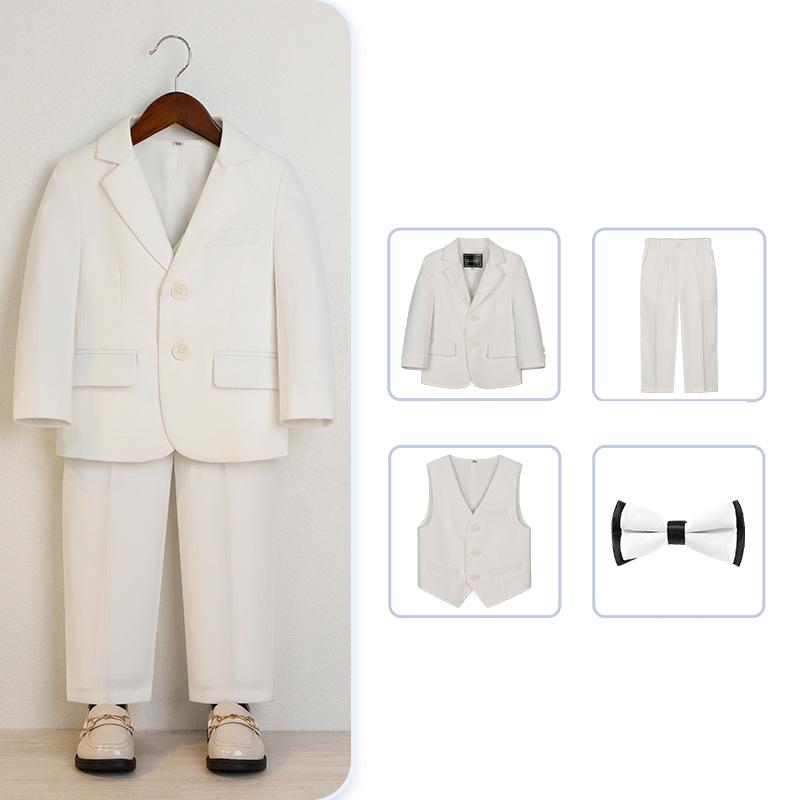 Bambini Ragazzi Bianco Blazer Gilet Pantaloni Bambini Matrimonio Ballo Vestito Bambino Ragazzo Elegante Vestito Festa