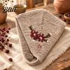 Windproof Warm Headwear Embroidered Knitted Headband Cap Vintage Soft Woolen Ear Versatile Street Photography Hat Warmer Floral Headwrap for