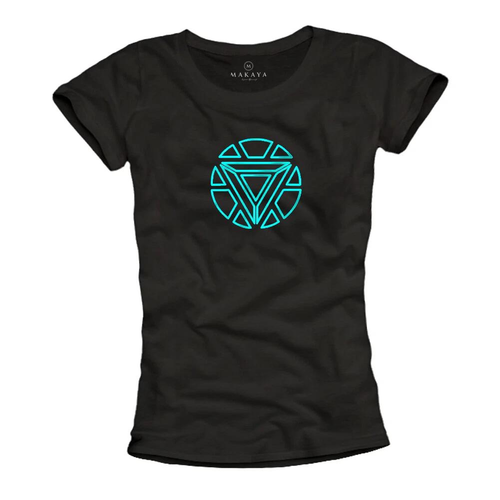 Ladies Print Reactor Print T-Shirt Top Black Women Girls Ladies Shirt- S