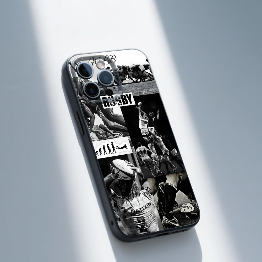 

Rugby Sport Phone Case For iPhone 16,15,14,13,12,11,Pro,Max,Plus,X,XS,XR,SE,8,7,Mini,Soft Silicone Black Case iPhone13mini