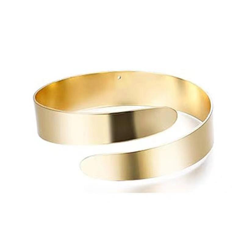 Geometrisches Metall-Armband-Set: Übertriebene Blätterarmreifen, sechsteiliges offenes Design