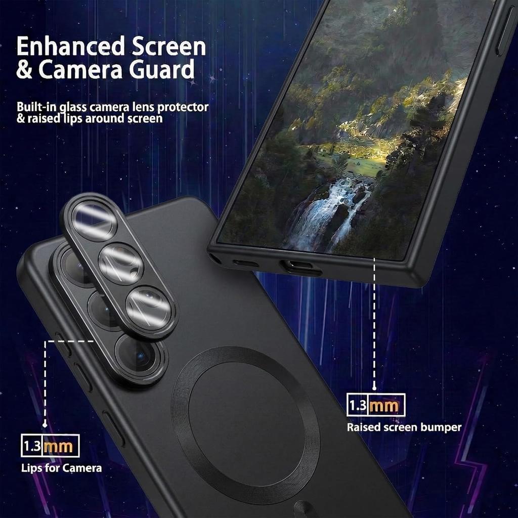 Magnetic for Samsung Galaxy S26 Ultra/S26+/S26 Phone Case, Luxury Matte Soft Silicone Metallic Luster, Camera Lens Protector