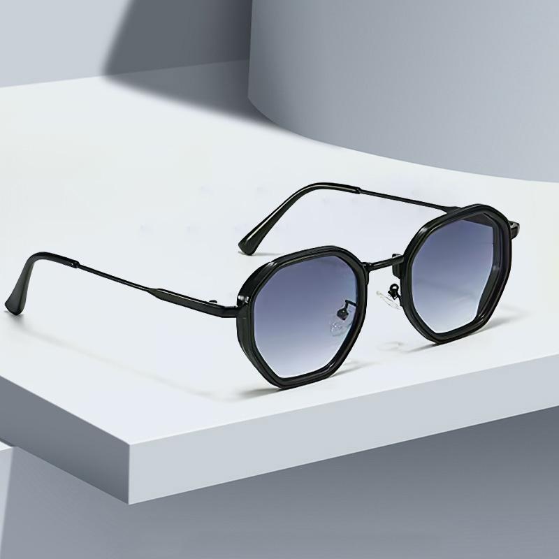 Vintage Sunglasses for Women Modern Octagonal Glasses Black Lenses Golden Edging Fashion Sun Glasses New in Trendy