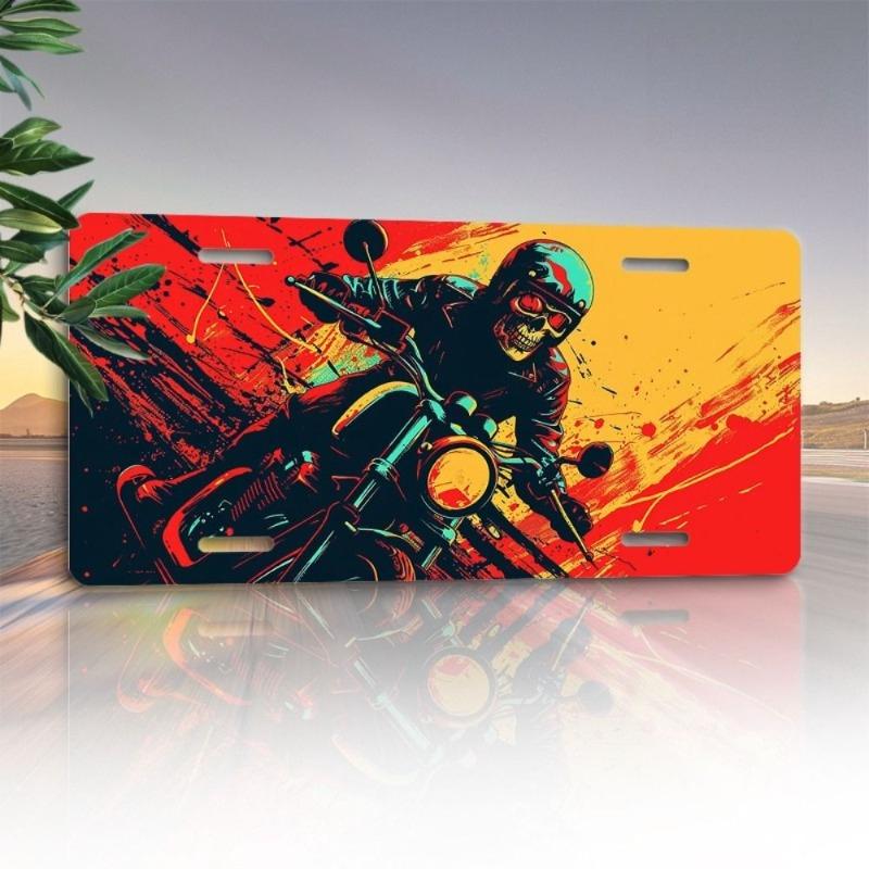 Motorcycle Souvenir License Plate, Metal Auto Wall Decor 15x30cm